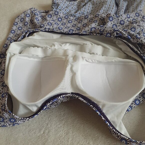 Lands' End Women's S Geo Print Chlorine Resistant Fauxkini One Piece Swimsuit - Picture 7 of 11